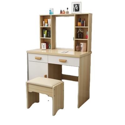 China (Others) Simple Modern Adjustable Dresser Panel Dressing Table Designs With Rotating HD Mercury Mirror And Stool Dressing Table For Home for sale