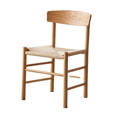 China FOSHAN Creative Japanese Rope (Other) Dining Room Furniture Oak Nordic Simple Chairs Wholesale Wooden Adjustable Dining Back Chairs for sale