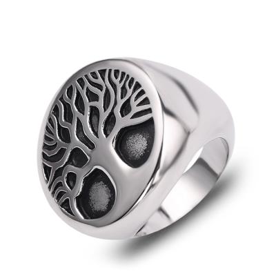 China TRENDY Tree of Life Men's Retro Rings Classic Fashion Jewelry Accessories Silver Color Round Rings For Women Men for sale