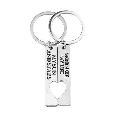 China Souvenir Gifts Promotion 1 Pair Keychains Couples Gifts For My Life Friend Girlfriend Husband Wife Gift Moon My Sun And Stars Outstanding Trinket for sale