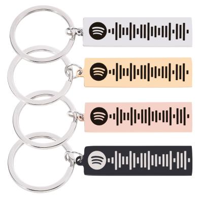 China Custom High Quality Music Spotify Scan Code Key Chain Personalized Stainless Steel Key Chain Laser Engrave Spotify Code Jewelry for sale