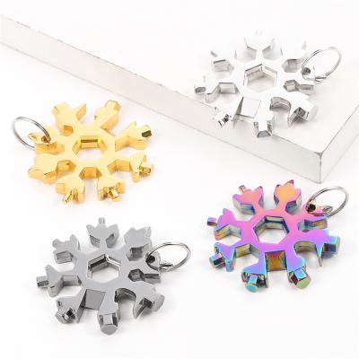 China Good Quality Durable Universal Snowflake Snatch Multifunctional Octagonal Beer Corkscrew Screwdriver Tool Key Chain Key Ring for sale