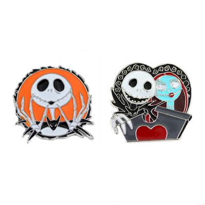 China Birthday Anime The Nightmare Before Jack Skeletron Sally Zero Christmas Charm Brooches for sale