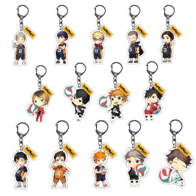 China Anime Daily Volleyball Accessories Junior Haikyuu Acrylic Keychain Double Sided Pendant Key Chain For Fans Gift for sale