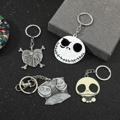 China New Style Environmentally Friendly The Nightmare Before Main Jack Skellington Sally Alloy Keyring Christmas Movies Halloween Chain Jewelry Gift for sale