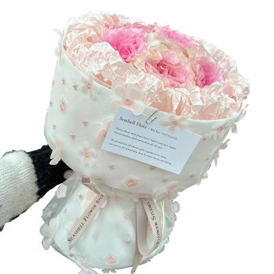 China New Recyclable Florist Supplies Embroidery Flower Three-Dimensional Wrap Around Small Flower Gauze for sale