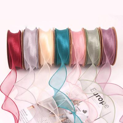 China Simple Plain Fishtail Ribbon Yarn Flower Fishtail Bouquet Wrapping Material Ribbon Diy Overclip Decoration Gift for sale