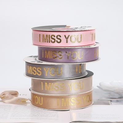 China 2.5cm China Fashion Gift Box Bouquet Flower Decoration Gift Ribbon 2.5cm I Miss You Ribbon for sale