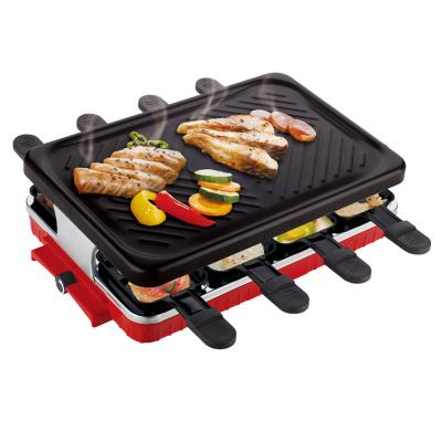 China Smokeless Electric Grill Easily Cleaned Double Layers Pan Grill BBQ Raclette Grill Electric Griddle for sale