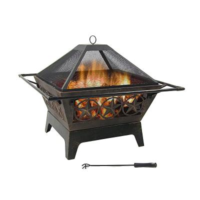 China Garden Backyard Poolside Fire Retardant Mesh Lid Best Choice Products 24in Hex Shaped Steel Fire Pit for sale