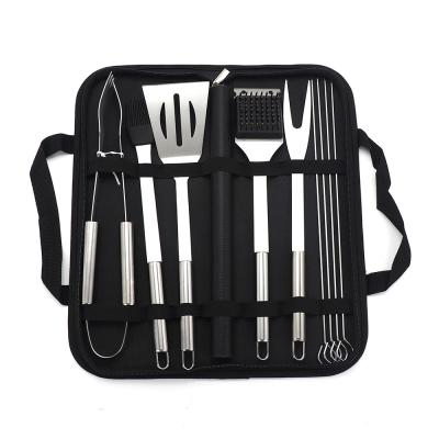 China Easily Assembled 11 Pieces of Mini Portable Stainless Steel Household BBQ Grill Accessories GRILL Tool Kit with BBQ Mat for sale