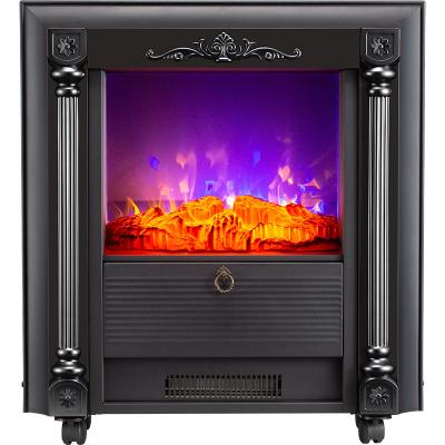 China 3D Electric Flame Carbon Log Infrared Fireplace Tube Heating With Caster Wheels for sale