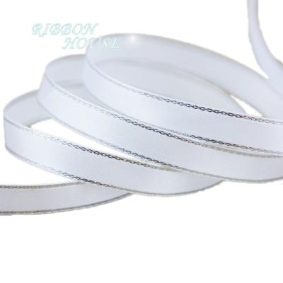 China High Tenacity (25yards/lot) 10mm Edge Satin Ribbon High Quality Gift Wrapping Ribbons High Quality Wholesale Silver White for sale