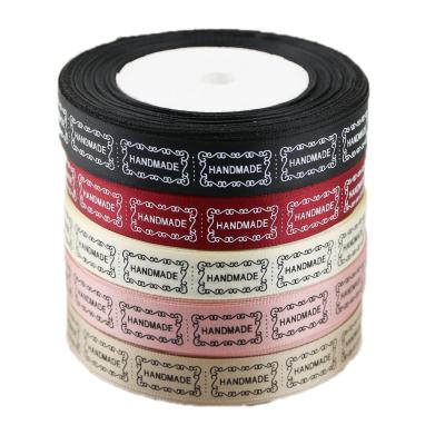 China High Tenacity (25yards/lot) wholesale 15mm white and black printed satin ribbon pretty wrapping ribbons for sale