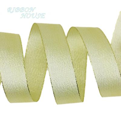 China High Tenacity High Quality Gift Wrapping Ribbon (10yards/lot) 25mm White Gold Satin Ribbon Wedding Ribbons for sale