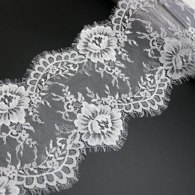 China (3yards/lot) 20cm Black White Water Soluble Lace Fabric Voile Lace Trim Embroidered Wedding Dress Fabric for sale