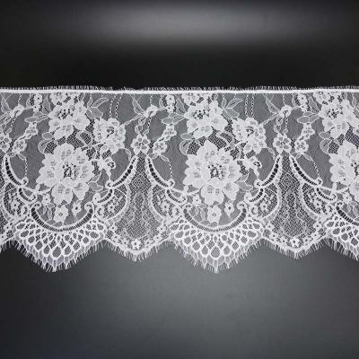 China (3yards/lot) 27cm Water Soluble White Eyelash Lace Fabric Trim Decoration Love Wedding Dress Accessories for sale