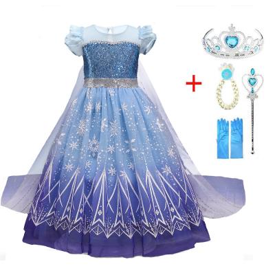 China Girls Sequined Elsa Princess Dress Snow Queen 2 Halloween Party Children Cosplay Dress up Wedding Evening Dresses Up For Kids for sale