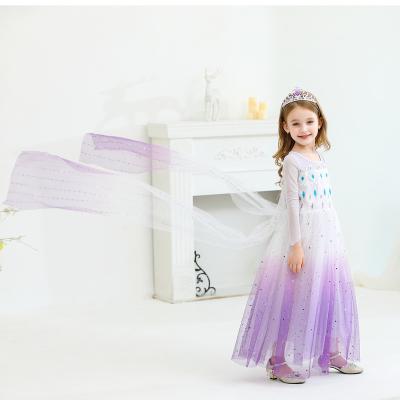 China New Girl Princess Elsa dress Kids summer dress for girls Purple Elsa dress for children 2-10 years for sale