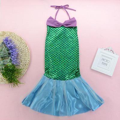 China Baby Girl mermaid tail princess Ariel dress cosplay costume kids for girl fancy green dress Halloween Christmas cosplay costume for sale