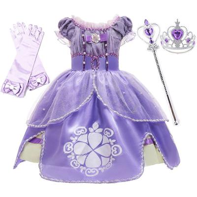 China Girls Sofia Dress Children Halloween Birthday Party Princess Costume Summer Sophia Dress Ball Gown with accessory For 3-10 year for sale