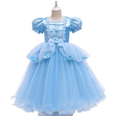 China Kids Princess Costume Little Girls Cinderella Dress Children Summer Halloween Fancy Clothing Bubble Sleeve Dress Up 3-10 Years for sale