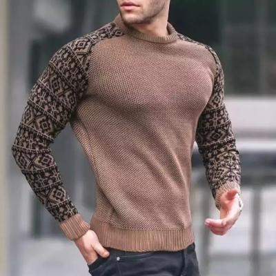 China 2022 Winter Round Neck Sweater Warm Men's Sweater Breathable Color Matching Knitted Sweater Men for sale