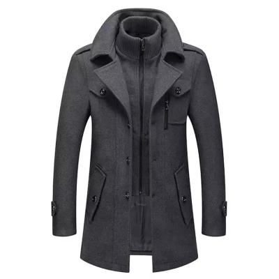 China Autumn And Winter New Custom QUICK DRY Men's Double Collar Woolen Warm Plus Size Long Coat Windproof Jacket For Men for sale