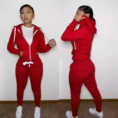 China 2 Piece Women's QUICK DRY Thick Fleece Fall Winter Clothes Jogging Sweatpants Suit Cardigan Hoodie Women Sweatsuit Set Tracksuit Jogger Set for sale