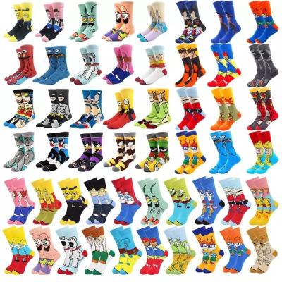 China Funny Happy QUICK DRY Anime Cartoons Men Fashion Cotton Socks Animados Knocks Out Tube Crew Designer Meias Ankle Anime Custom Cartoon Socks for sale