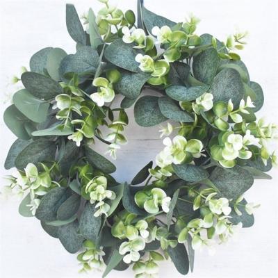 China Wedding Wholesale Simulated Eucalyptus Garland For Home Door Decor Garland Decorative Eucalyptus Wreath Artificial Decoration Greenery Plant for sale