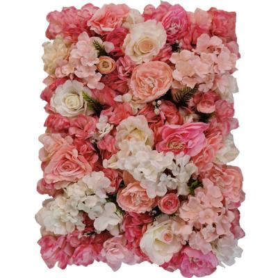 China Wall Flower Stand Wedding Artificial Silk Flower Wall Panel Backdrop Wall Silk Flower Stand for sale