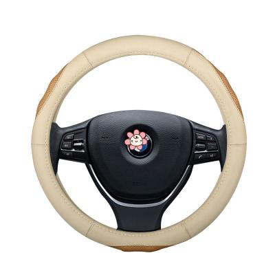 China Soft Latest Design Wholesale Custom Car Genuine Leather Steering Wheel Cover for sale