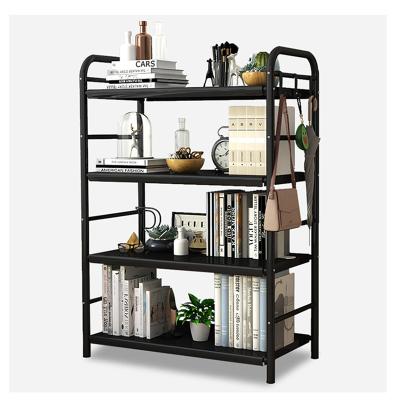 China Modern Design Convertible Furniture 4 Tiers Industrial Portable Book Shelves Metal Storage Rack Display Stands for sale