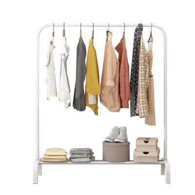 China Custom Wardrobe Garment Coat Rack Heavy Duty Hanging Rack with Top Shelf Clothing Storage and Shoe Organizer Shelves for sale