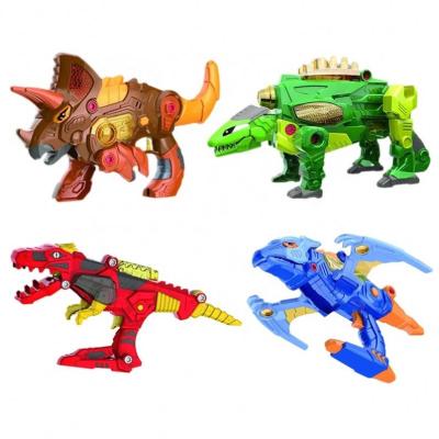 China Light and Healthy Dinosaur Toy Gun Kids Battery Simulation Toy Dinosaur Light Sound of Deformation Assembly for sale