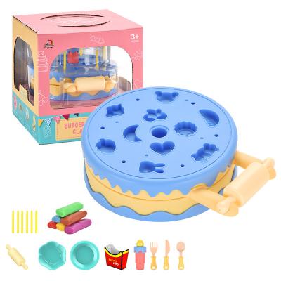 China ABS Pretend Play Kitchen Dough Cake Dessert Burger Dough Kindergarten Educational Toy Set Gift for Kids for sale