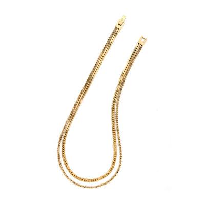 China ISA Style Environment Friendly Single Double Layered Chain Stainless Steel 18K Gold Single Chain Necklace for sale