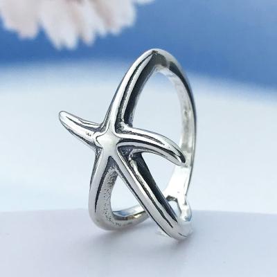 China Other Retro Old Starfish Ring S925 Sterling Silver Five-pointed Female Ring Old Ring for sale