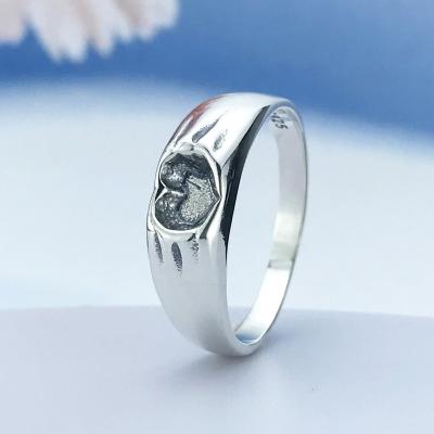 China Other Ins Design Sense Irregular Surface Texture Heart Shaped S925 Sterling Silver Ring for sale