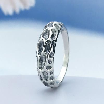 China Wholesale S925 Sterling Silver Ring Women's Other Jewelry Irregular Multiple Concave Silver Ring for sale