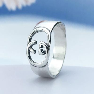 China Others Simple Jewelry S925 Sterling Silver Ins Women's Ring Personality Letter g Ring for sale