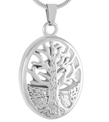 China CLASSIC Hollow Tree of Life Oval Stainless Steel Pendant Memorial Gift Necklace Cremation Jewelry Crems Keepsake Cemetery Urns for sale