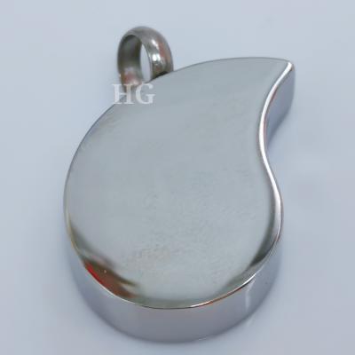 China FASHIONABLE Customized Empty Full Interiors Engraving White Teardrop Stainless Steel Cremation Urn Ash Holder Necklace Pendant Burial Gift for sale