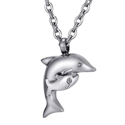 China Mom Cute Baby Dolphin Memorial Keepsake Cremates Hair Urn Stainless Steel Pendant for sale