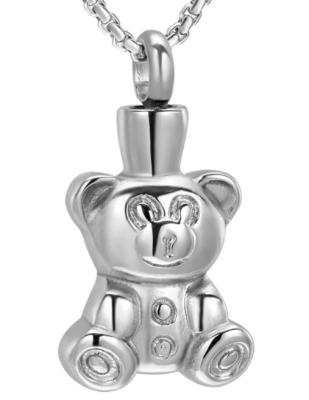 China Funeral Pet Ashes Urn Pendant Jewelry Stainless Steel Cremation Bear Urn Keepsake Necklace Gift Cute Memorial Keepsake Pendant for sale