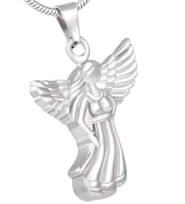 China Cute Angel Girl Stainless Steel Pendant Necklace Wings Jewelry Memorial Keepsake Holder Keepsake Ashes Charm Pendant Funeral Urns for sale