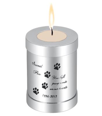 China Religious Activities Silver Color Stainless Steel Mini Keepsake Prayer Candle Holder Cremation Urn for sale