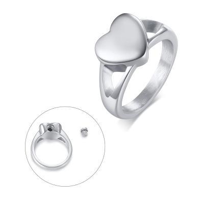 China CLASSIC Fashion Open Heart Charm Urn Rings For Love Keepsake Angel Gifts Holder Stainless Steel Jewelry Ring Cremation Urn for sale