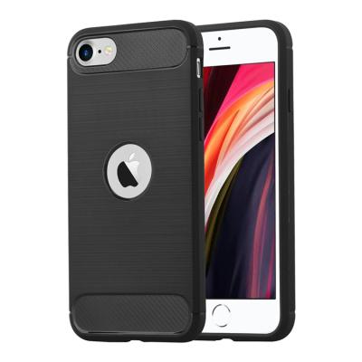 China Hot Sale Carbon Fiber TPU Brush Case Soft Back Cover Mobile Phone Case For iPhone SE 2020 for sale